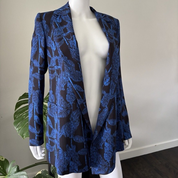 Escada Blue and Black Open Suit Jacket EU 36 - Picture 2 of 7